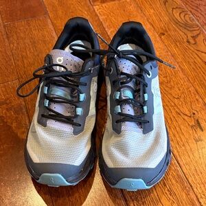 On Cloud Blue and Gray Athletic Shoes